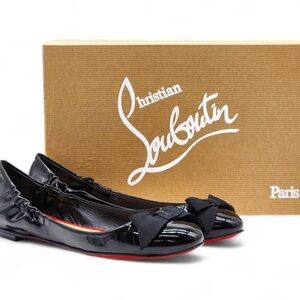 Christian Louboutin Glossy Black Flats with Bow